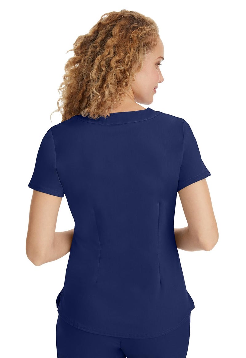 Healing Hands Scrubs for Women Y-Neck Jane Modern Fit, Triple Stitch Detail, 2 Pockets, 2-Way Stretch & Shirttail Hem - 2167, XS, Navy - Image 3